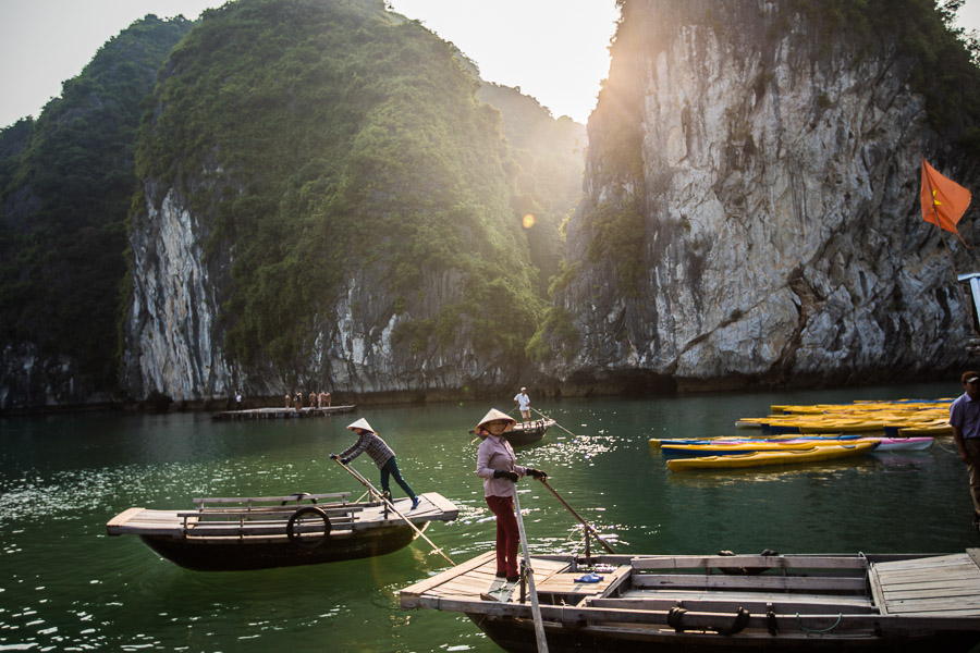 Take a bamboo boat for a memorable tour of the floating villages.